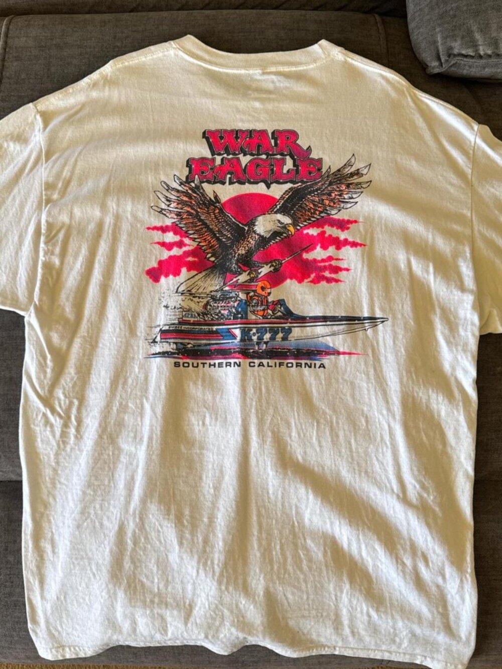 Eagle Men's White and Cream T-shirt